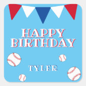Bleu mignon Kids Boy Baseball Anniversaire Sticker (Devant)