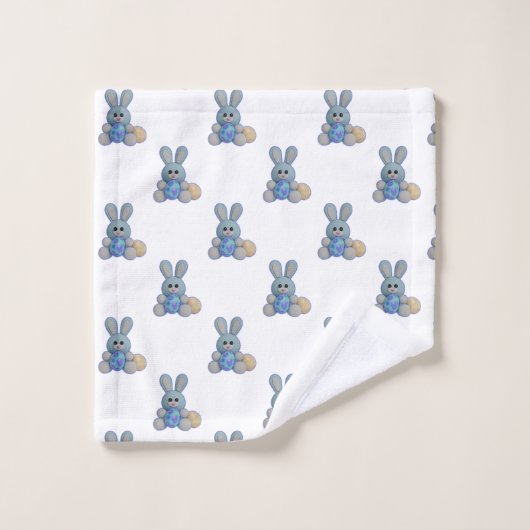 Bleu mignon lapin de Pâques (Gant de toilette)