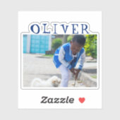 Bleu mignon Nom du cadre et photo Sticker pour enf (Feuille)