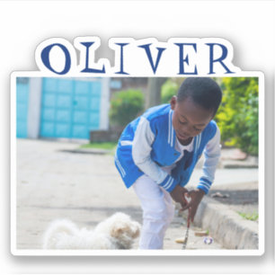 Bleu mignon Nom du cadre et photo Sticker pour enf