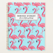 Bleu mignon rose Été Peint Flamingo Motif Bleu (Devant)