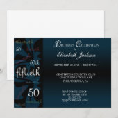 Bleu Milestone 50e anniversaire Invitation (Devant / Derrière)