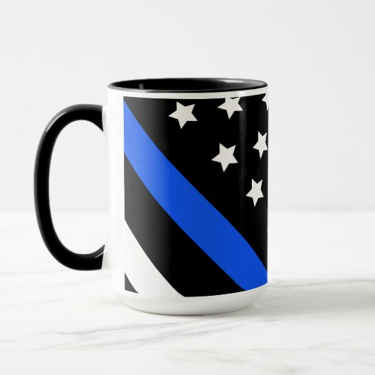 Bleu mince Drapeau Mug (Gauche)