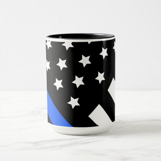 Bleu mince Drapeau Mug (Centre)