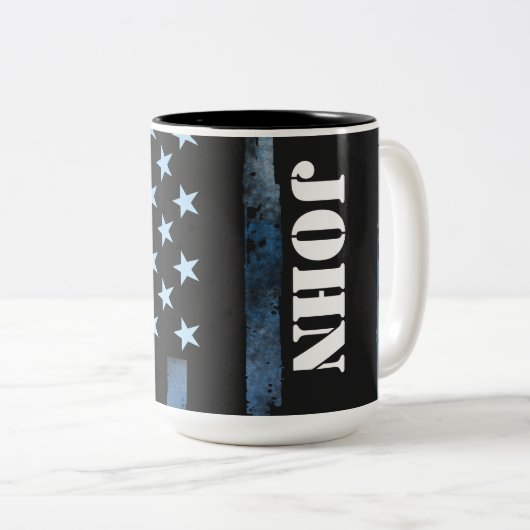 Bleu mince NOM Mug (Devant droit)