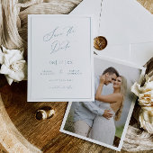 Bleu minimal Enregistrer le Faire-part Mariage dat