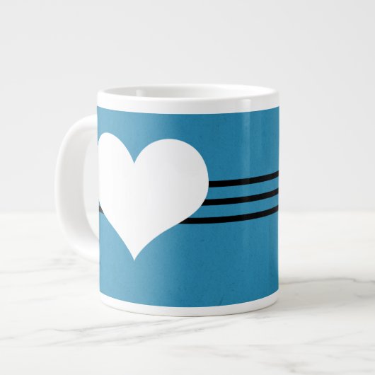 Bleu moderne Coeur Jumbo Mug (Devant gauche)