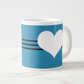 Bleu moderne Coeur Jumbo Mug (Devant droit)