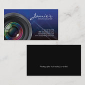 Bleu moderne de carte de visite de photographe (Devant / Derrière)