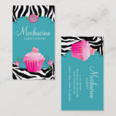 Bleu moderne de zèbre de petit gâteau de carte de (Devant / Derrière)