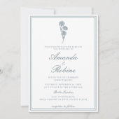 Bleu Moderne Elégant Mariage Invitation (Devant)