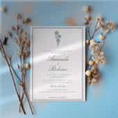Bleu Moderne Elégant Mariage Invitation