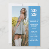Bleu Moderne Faire-part de graduation (Devant)