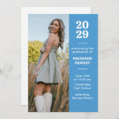 Bleu Moderne Faire-part de graduation (Devant / Derrière)