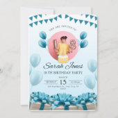 Bleu moderne fête d'anniversaire Invitation (Devant)