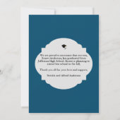 Bleu Moderne Photo Faire-part de graduation (Dos)