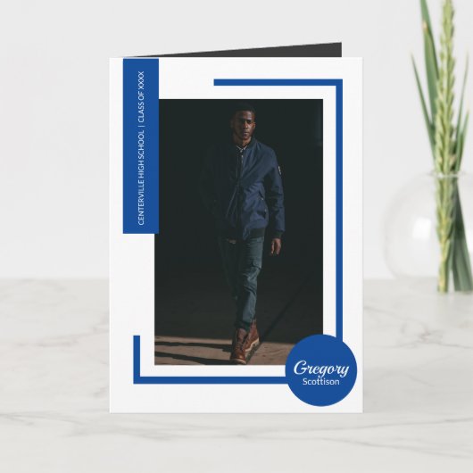 Bleu Moderne Photo Graduation Invitation (Devant)