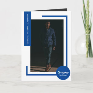 Bleu Moderne Photo Graduation Invitation