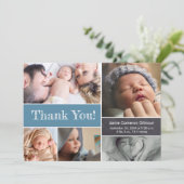 Bleu moderne Photos Baby shower Merci (Debout devant)