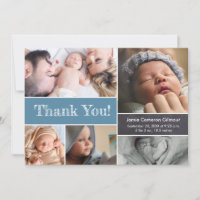 Bleu moderne Photos Baby shower Merci