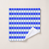 Bleu Moderne Rayures Blanches Pointillées sur Fond (Gant de toilette)