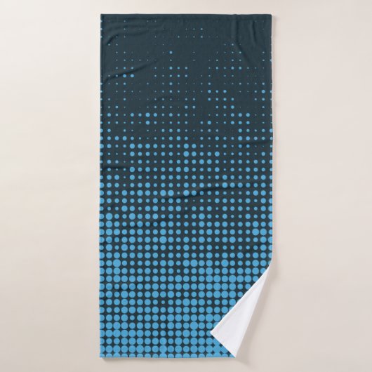 Bleu, moderne, rétro, cool, motif à points tendanc (Serviette de bain)