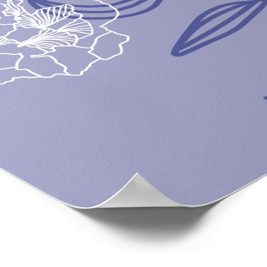 Bleu moderne tendance fleurie abstraite affiche ar (Coin)