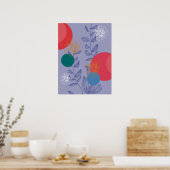 Bleu moderne tendance fleurie abstraite affiche ar (Cuisine)
