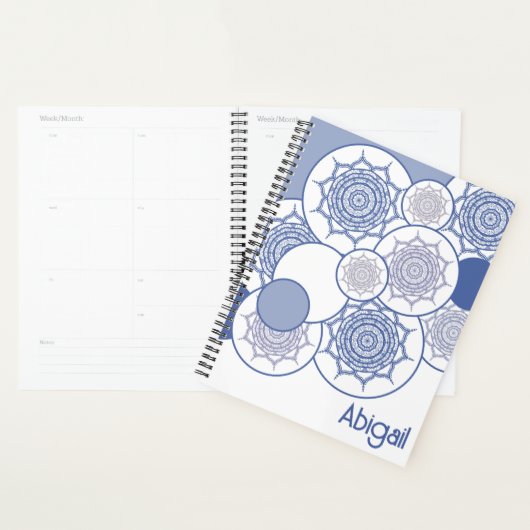 Bleu moderne tendance, Motif Mandala blanc Boho Ze (Devant avec enveloppe)