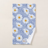 Bleu monogramme, Fleur orange sur Arrière - plan b (Serviette à main)