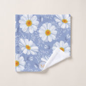 Bleu monogramme, Fleur orange sur Arrière - plan b (Gant de toilette)