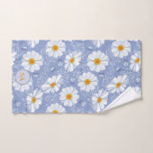Bleu monogramme, Fleur orange sur Arrière - plan b (Serviette à main)