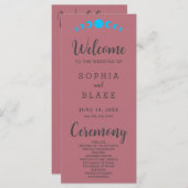 Bleu Moon Phases Rose Gold Wedding Programme (Devant / Derrière)