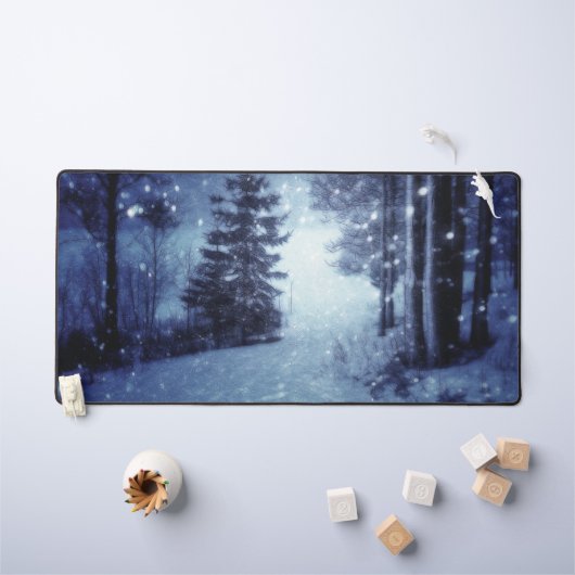 Bleu Moonlit Forêt magique Scène d'hiver (Tableau pour enfants)