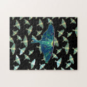 Bleu Moth Papillon boîte cadeau Puzzle (Horizontal)