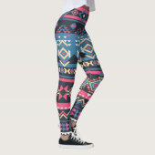Bleu Motif Aztèque Leggings (Droite)