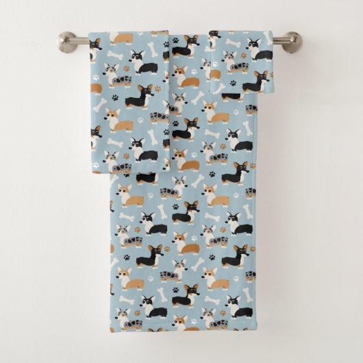 Bleu Motif de Corgi (En situation)