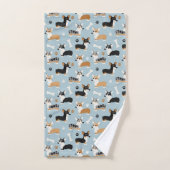 Bleu Motif de Corgi (Serviette à main)