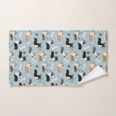 Bleu Motif de Corgi (Serviette à main)