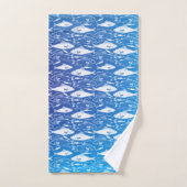 Bleu Motif de poisson (Serviette à main)