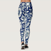 Bleu, motif floral vintage Leggings (Dos)