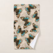 Bleu motif papillon Pansy sur blanc (Serviette à main)