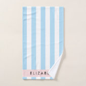 Bleu, Motif rayé, Lignes, Votre Nom (Serviette à main)