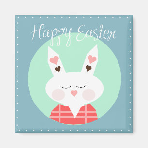Bleu mou Joyeux lapin de pâques aimant