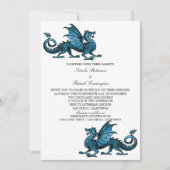 Bleu Moyen Age Dragon Wedding Invitation (Devant)