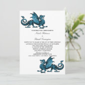 Bleu Moyen Age Dragon Wedding Invitation (Debout devant)