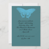 Bleu Multi-Papillons Photo Invitation Anniversaire (Dos)