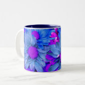 Bleu N Marguerite pourpre Mug (Devant gauche)