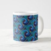 Bleu N Vert Abstrait Carrelage Peacock JUMBO Mug (Devant droit)