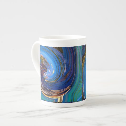 Bleu N Vert Abstrait Peacock Os Chine Mug (Devant gauche)